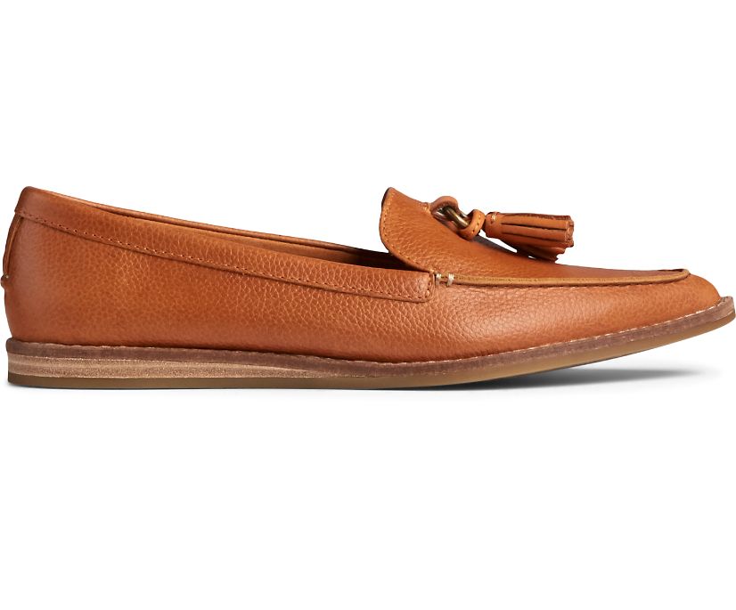 Sperry Saybrook Slip On Tumbled Leather Loafers - Women's Loafers - Brown [YC6830241] Sperry Top Sid